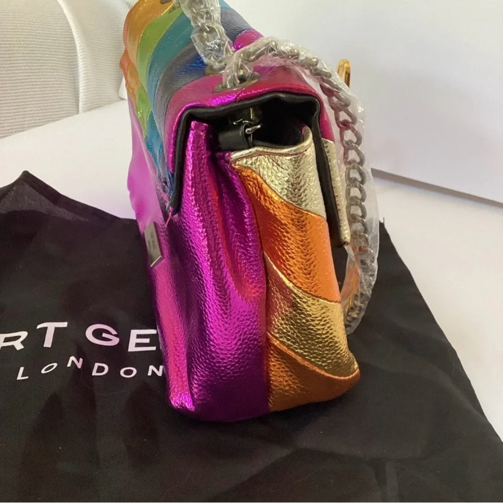 Kurt Geiger London Mini Kensington Multi Color Metallic Striped Crossbody Bag - Picture 5 of 11
